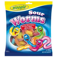  Sour Worms - Sura fruktgummimaskar, 250g