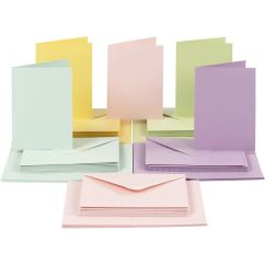  Kort och kuvert - Pastell, 50-pack