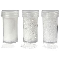  Konstgjord snör - Glitter, vit, 3-pack