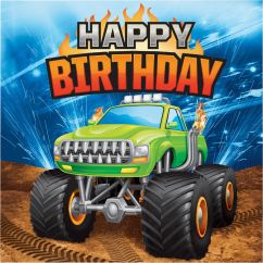 Stora servetter - Monster Truck, Happy Birthday, 16-pack