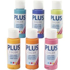  Plus Color Hobbyfärg - Färggrann, 60ml, 6-pack