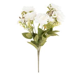  Bukett - Vita rosor och blad, 48cm