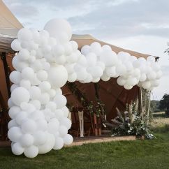  Stor ballongbåge Luxe,  200 vita ballonger
