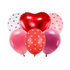  Ballongbukett - Hjärtan, 6 ballonger
