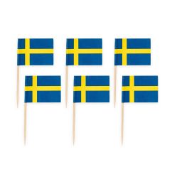  Cocktailpinnar - Sveriges flagga, 50-pack