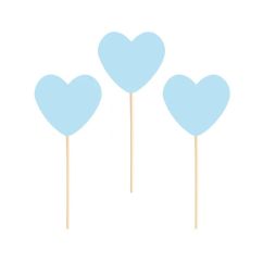  Dekorationspinnar - Hjärta, Ljusblå, 6-pack
