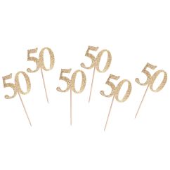  Dekorativa pinnar - 50, guldglitter, 6-pack