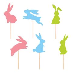  Cocktailpinnar - Färgglada kaniner, 6-pack