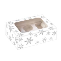  Cupcake Box för 6 muffins - Snöflingor