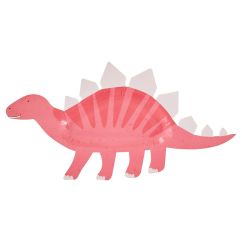  Rosa dinosaurieformade papptallrikar, 8-pack