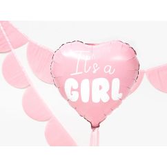  Folieballong - Rosa hjärta - It's a Girl, 45cm