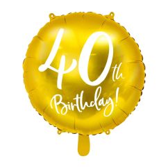  Folieballong - 40th Birthday, gyllene, 45cm