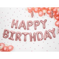  Folieballonger - Happy Birthday, roséguld