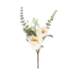  Blomsterbukett - Vita vallmo och blad, 33cm