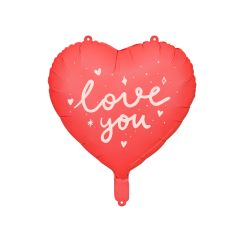  Folieballong - Rött hjärta - love you, 45cm