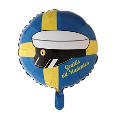  Folieballong Blå/Gul - Grattis till Studenten, 46cm