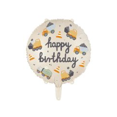  Folieballong - Arbetsmaskiner, Happy Birthday, 35cm