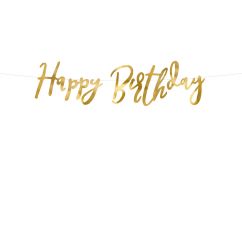  Banderoll - "Happy Birthday", guldfärgad