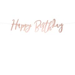  Banderoll - Happy Birthday, roséguld