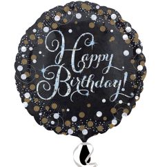  Folieballong - Happy Birthday, Holografisk, 45cm