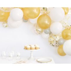  Ballongbåge - Vit/guld, 40 ballonger