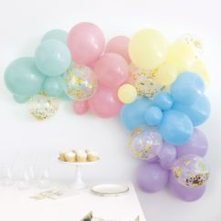  Ballongbåge - Pastell/guldkonfetti, 40 ballonger