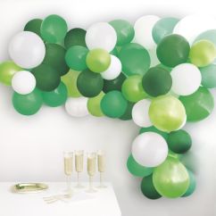  Ballongbåge - Grön/vit, 40 ballonger