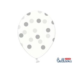  Klara ballonger - Silverfärgade prickar, 30 cm, 6-pack