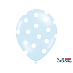  Ballonger - Ljusblåa med vita prickar, 30cm