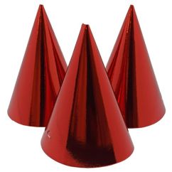  Röd metallic festhattar, 6-pack