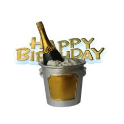  Tårtdekoration - Champagneflaska, Happy Birthday