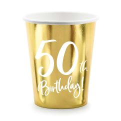  Gyllene pappersmuggar - 50th Birthday, 6-pack