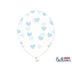  Genomskinliga ballonger - Blå hjärtan, 30cm, 6-pack