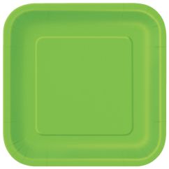 Papptallrikar - Limegrön, kvadrat, 17cm, 16-pack