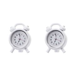  Miniatyr - Vit väckarklocka 1,5cm, 2st