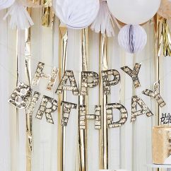  Happy Birthday -  Banderoll, guldfransar