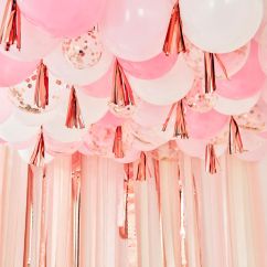  Takdekoration - Ballonger med tofsar, rosa