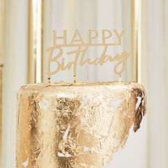  Gyllene tårtdekoration - Happy Birthday, akryl