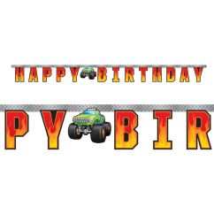  Banderoll - Happy Birthday, Monster Truck, 2 m