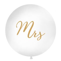  Vit jätteballong - Mrs, guldfärgad