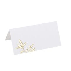  Placeringskort - Vita med guldblad, 10-pack