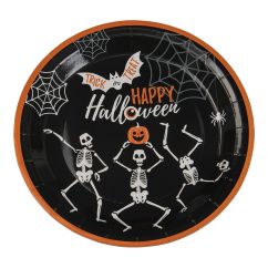  Halloween Papptallrikar - Skelett, 23cm, 8-pack