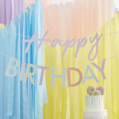  Pastellig Happy Birthday banderoll