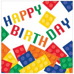  Servetter - Happy Birthday, Block Party, 16-pack