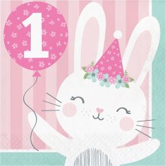  1st Birthday Bunny servetter, 16-pack
