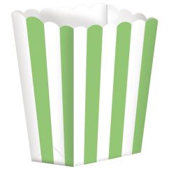  Små popcornbägare - Grön-vit randiga, 5-pack