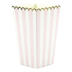  Små popcornbägare - Rosarandiga med guldkant, 8-pack