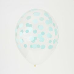  Ballonger - Transparenta, blå prickar, 5-pack