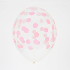  Transparenta ballonger - Rosa prickar, 5-pack