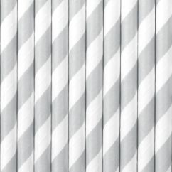 Papperssugrör - Grå-vit randiga, 10-pack